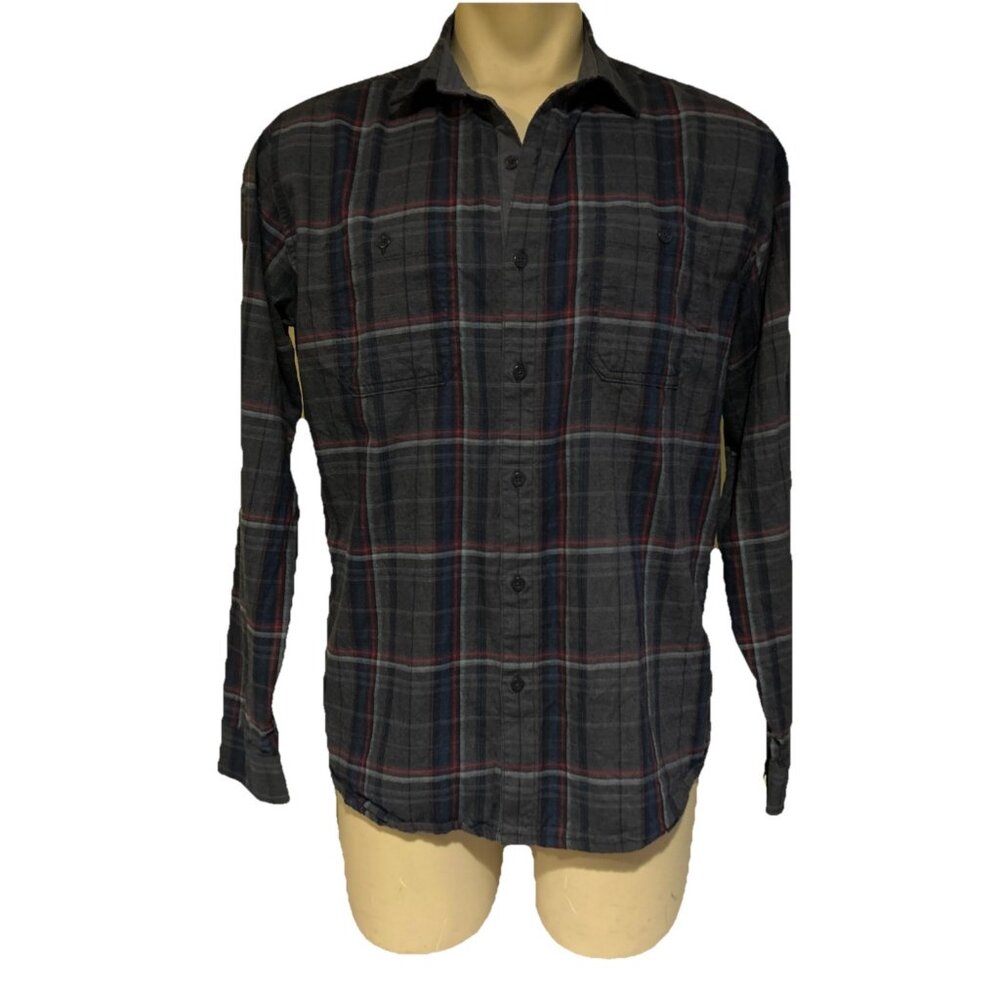 KUHL Fugitive Flannel Shirt Mens large Plaid Gray Outdoors Midweight